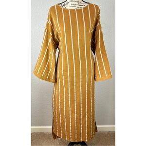 Shades of Grey by Micah Cohen 100% Cotten Lagenlook striped Midi Dress, Small
